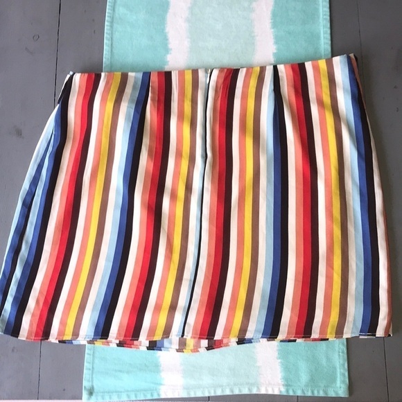 Ophelia Roe Colorful Stripe Print Faux Wrap Skirt‎ - Picture 3 of 9